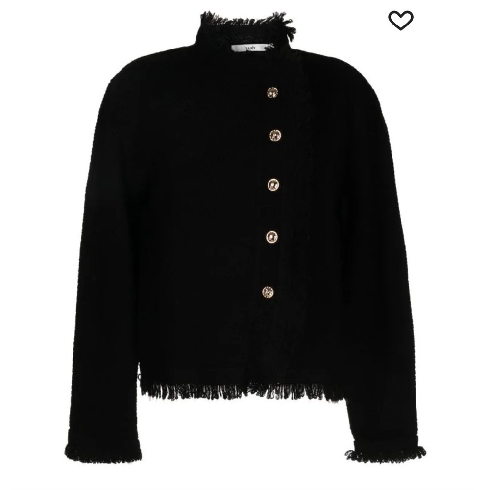 More in Love black button-down knitted fringe jacket size S